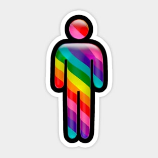 Male icon in Rainbow Gay flag colors for LGBTQ+ diversity Sticker